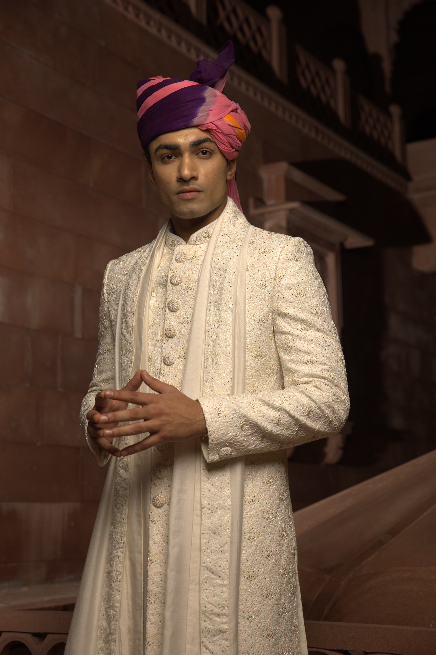 Imperial Ivory Crystal Sherwani Set