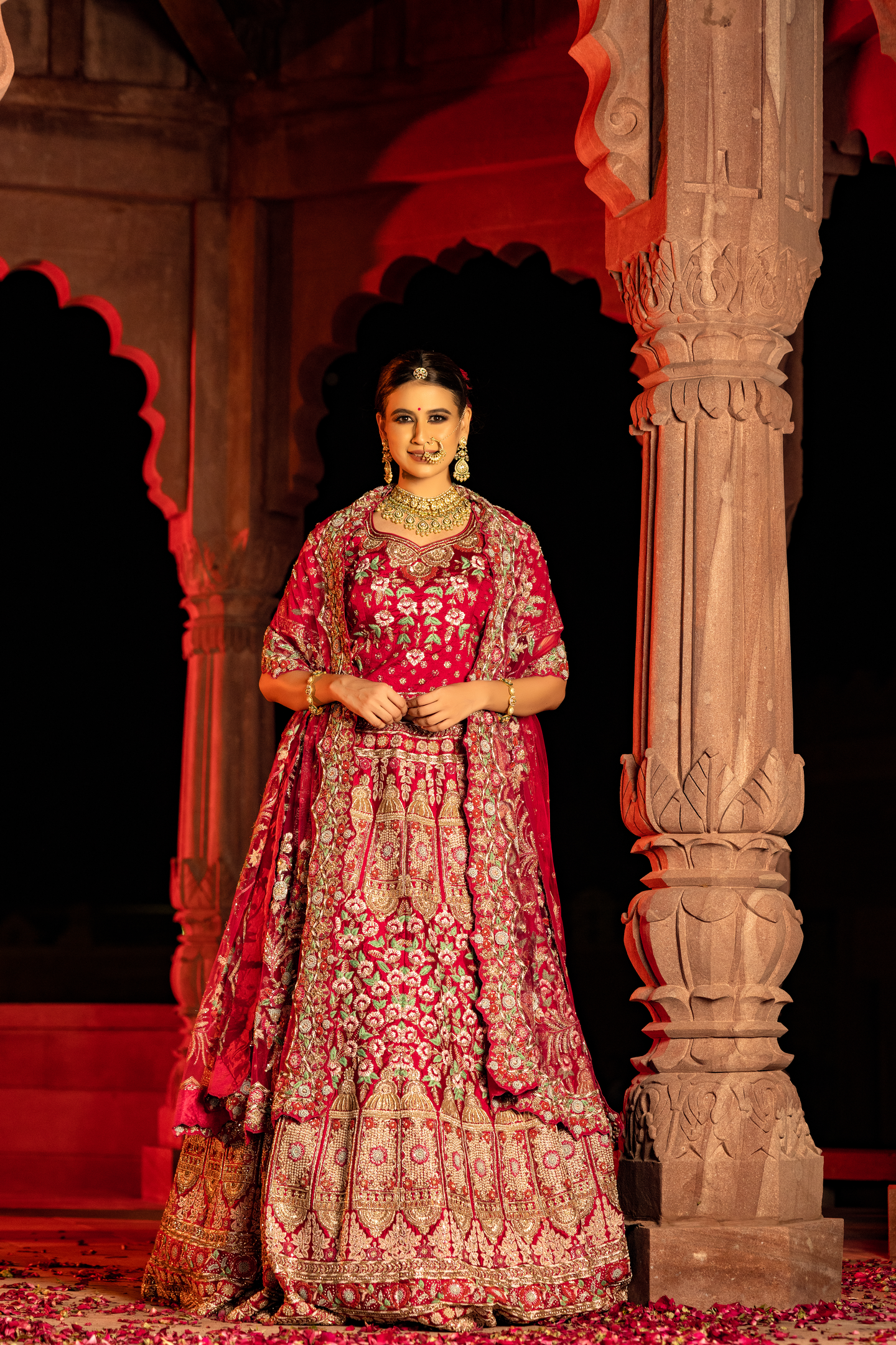 Ruby Blossom Floral Bridal Lehenga
