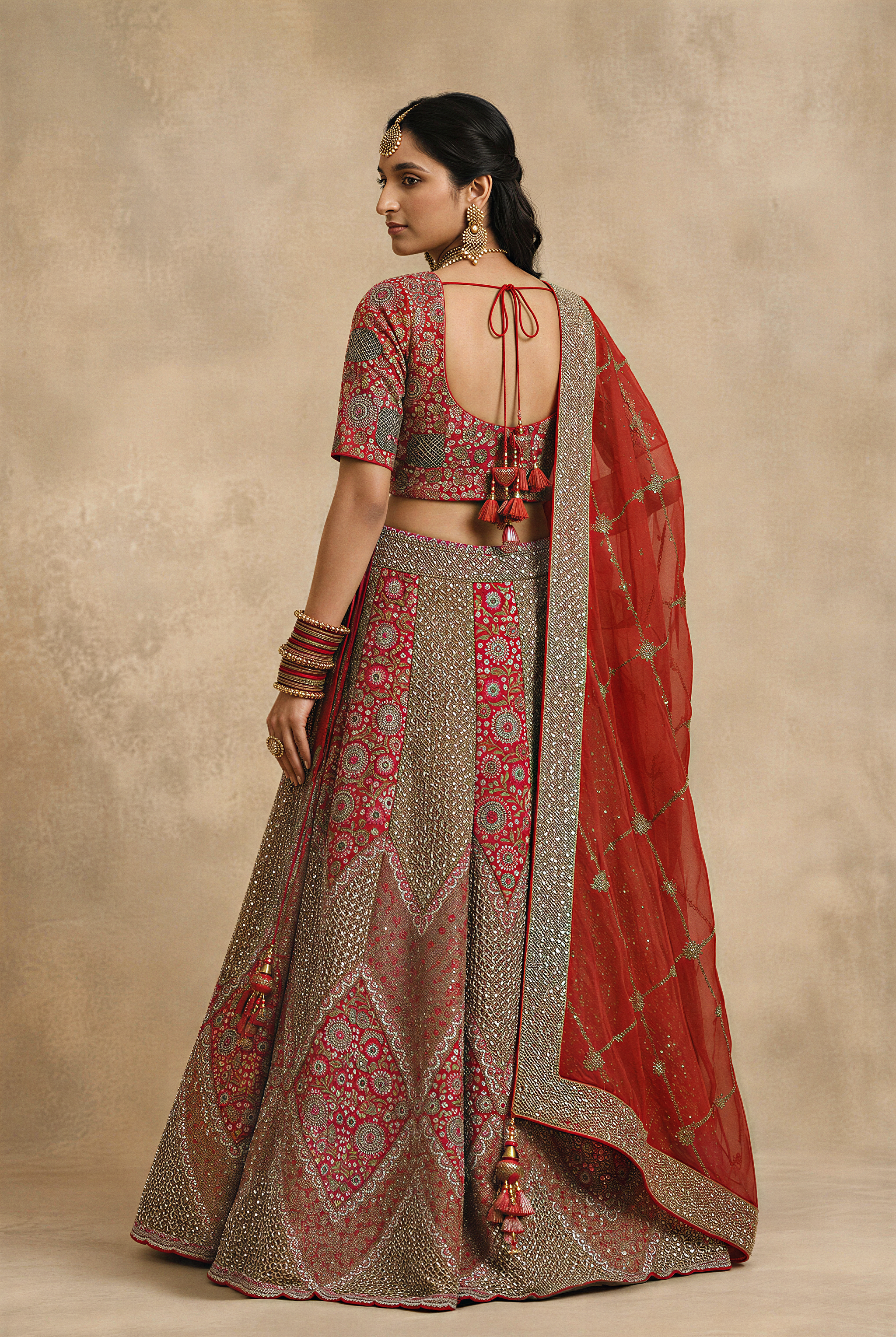 Red & Silver Heavy Embroidered Designer Lehenga