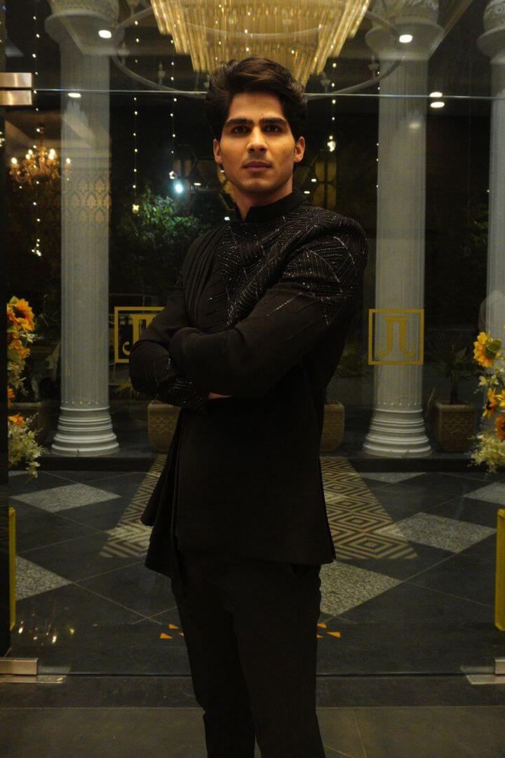 Midnight Black Embellished Couture Bandhgala Suit