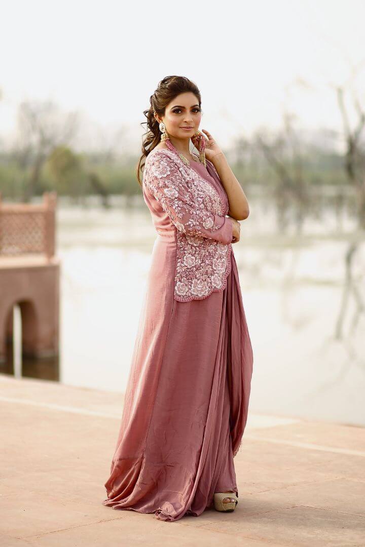 Dusty Rose Embellished Designer Saree