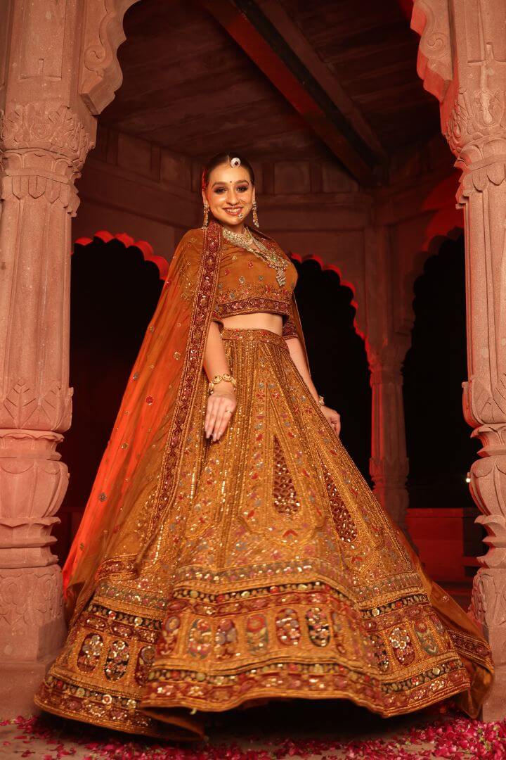 Amber Gold Heritage Bridal Lehenga