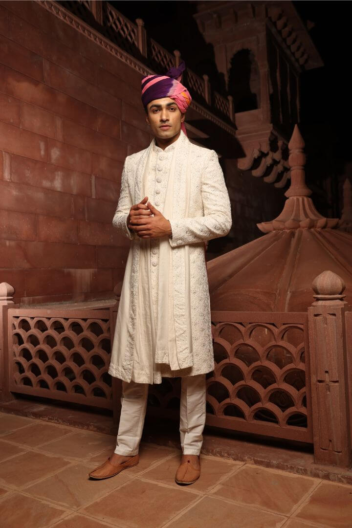 Imperial Ivory Crystal Sherwani Set