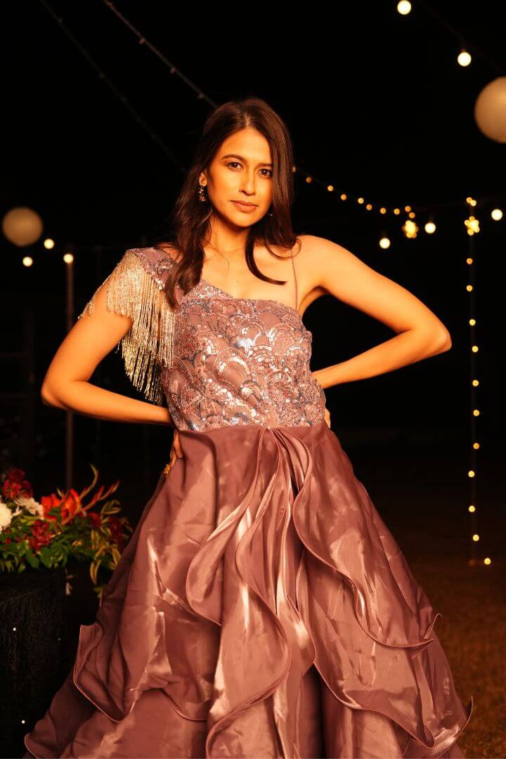 Dusty Mauve Embellished Ball Gown