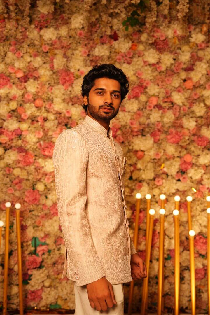 Powder Pink Embellished Bandhgala