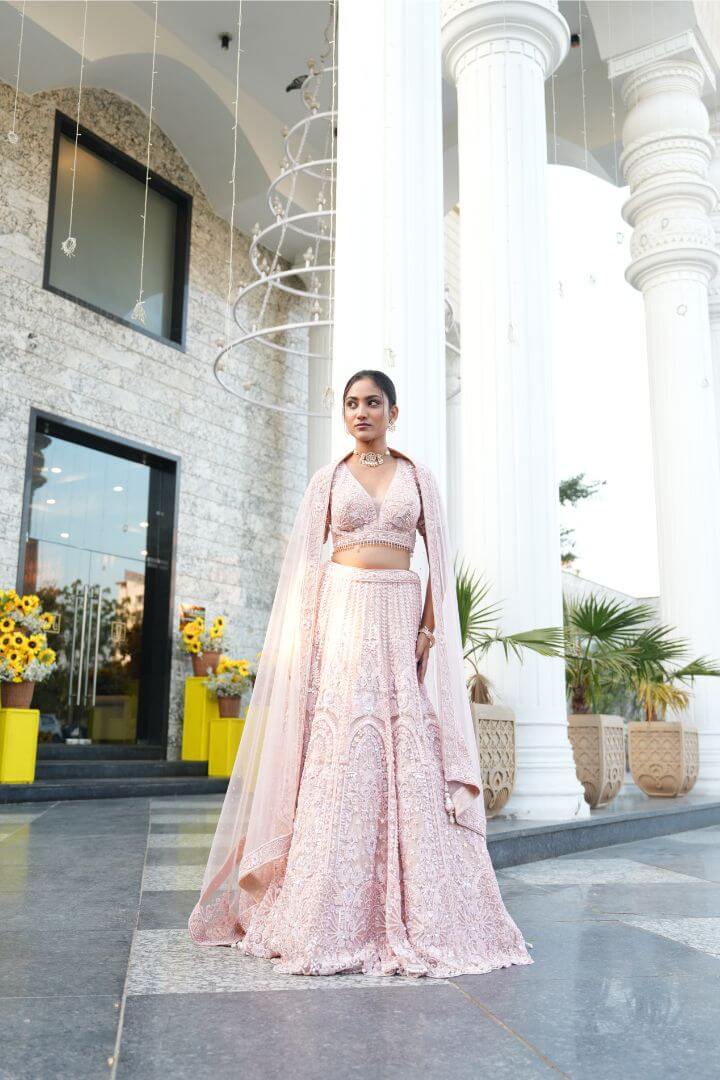 Rose Gold Embellished Bridal Lehenga Set