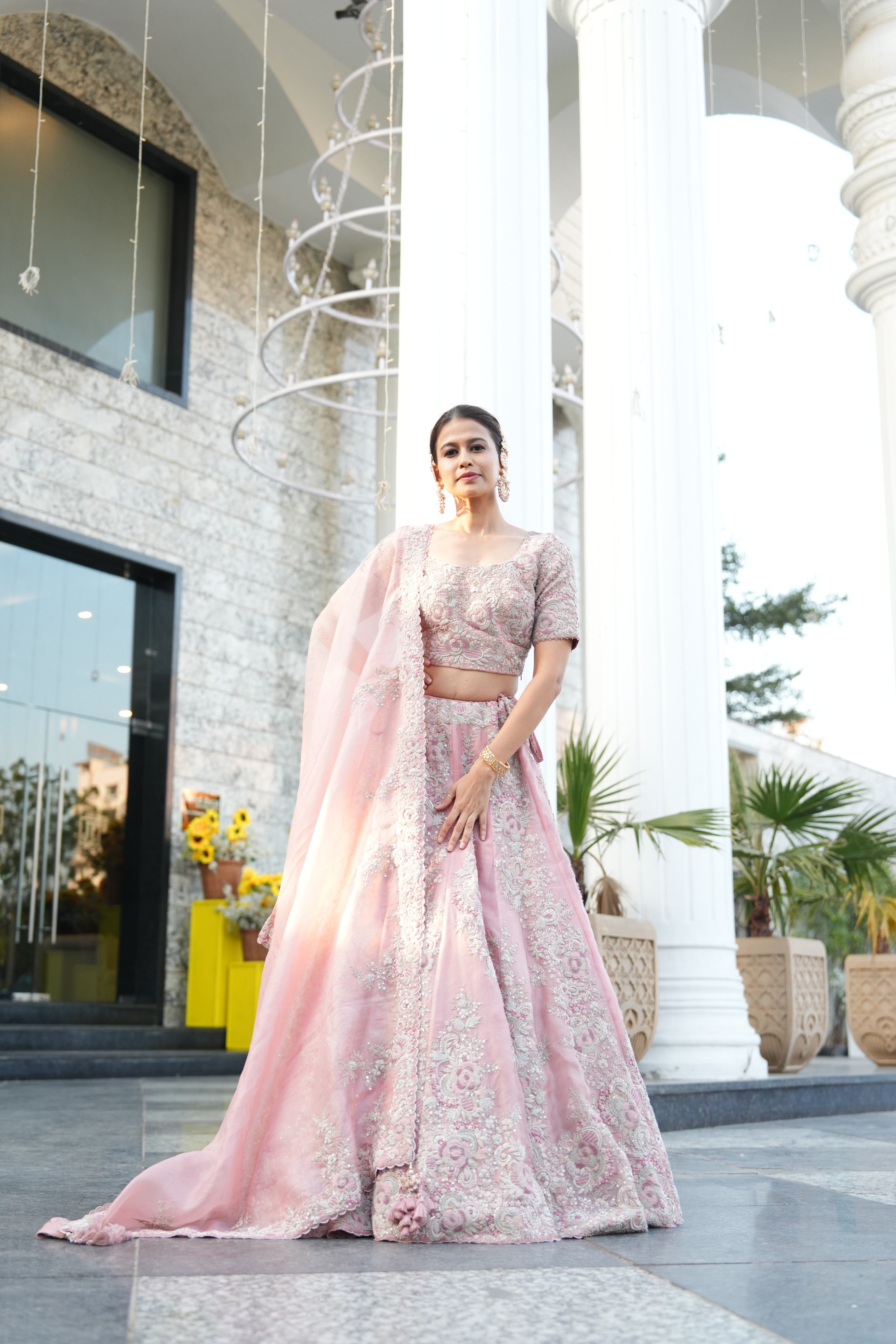 Blush Pink Embellished Bridal Lehenga