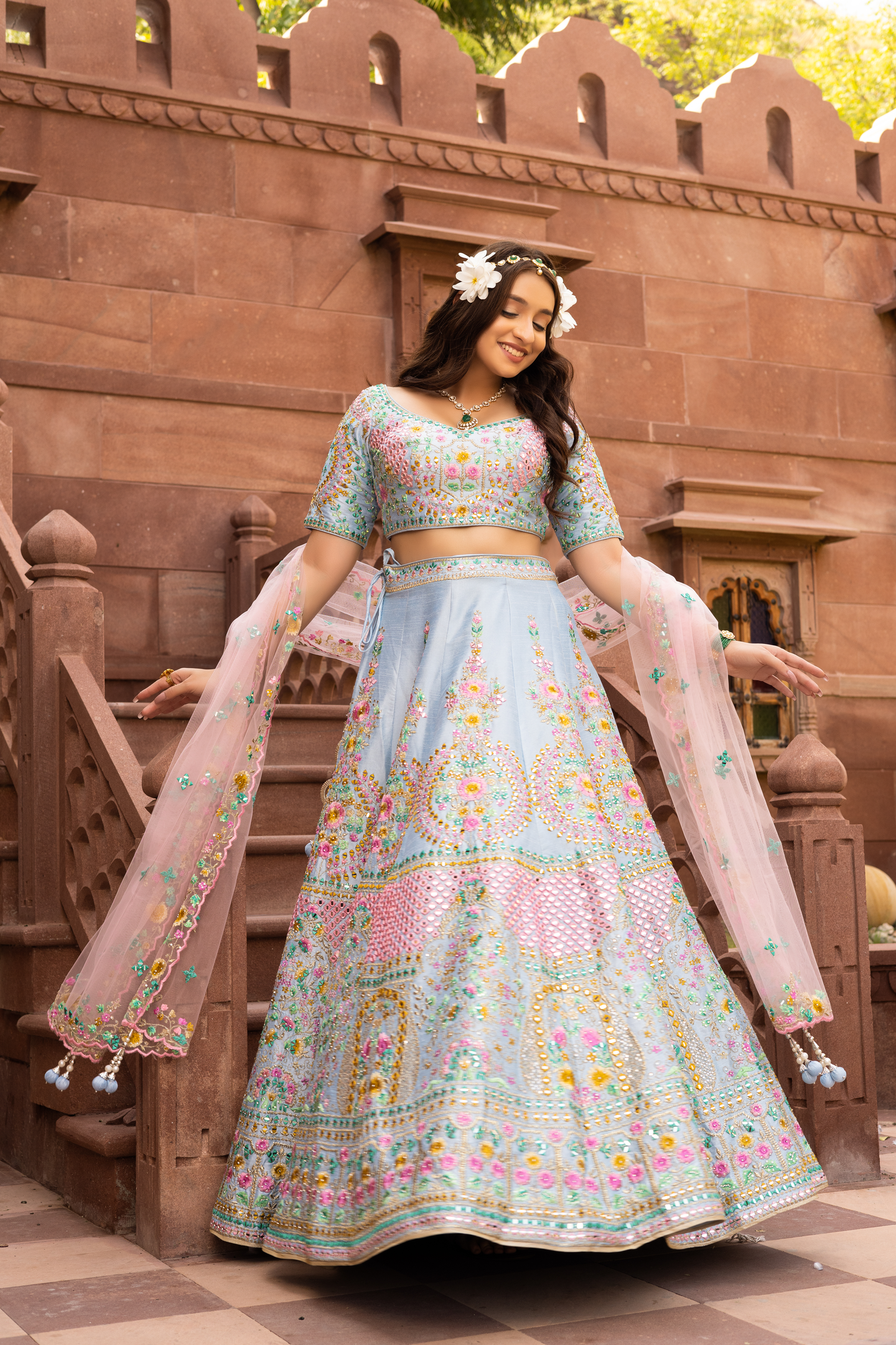 Multicolor Floral Couture Work