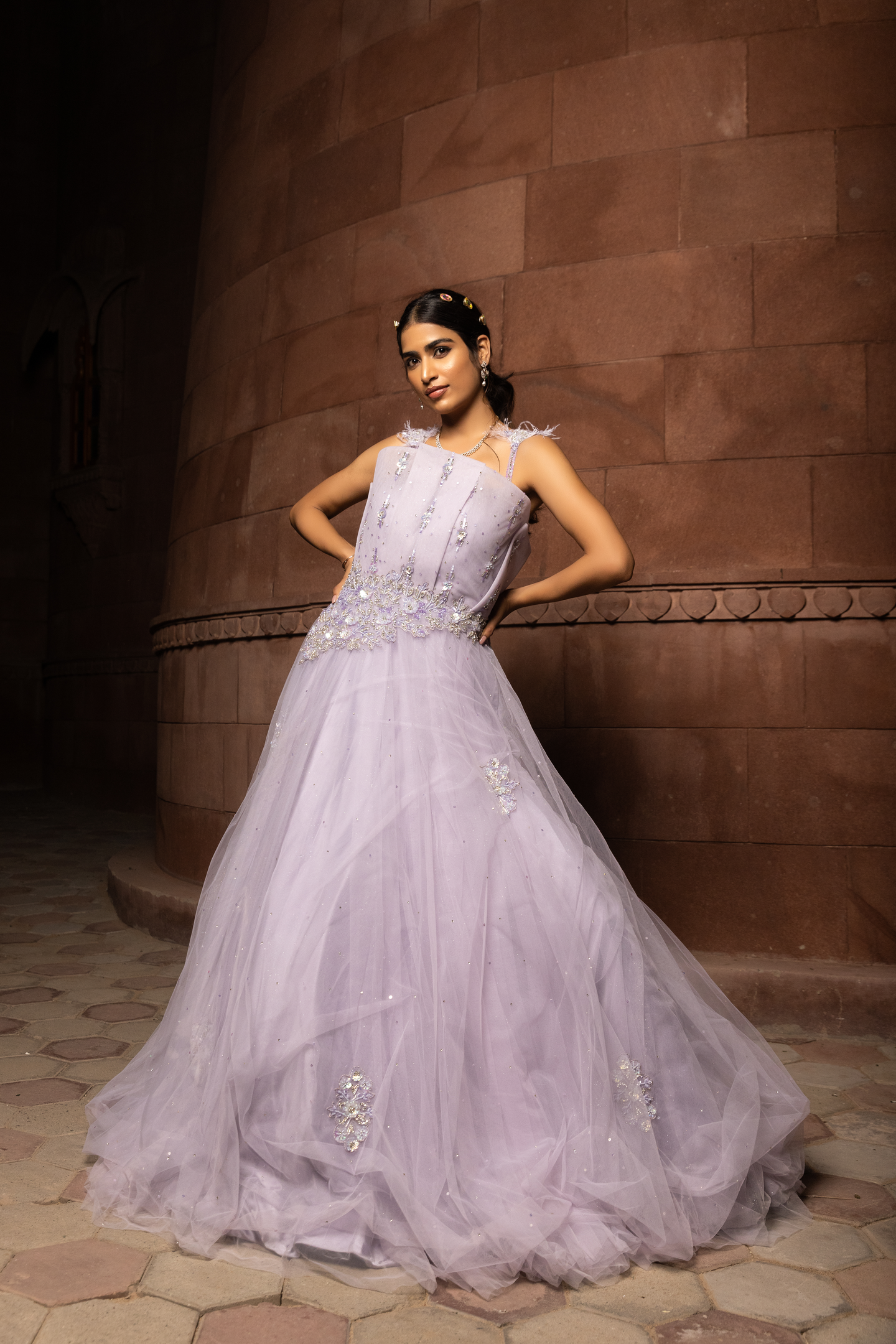 Lilac Mist Embellished Ball Gown