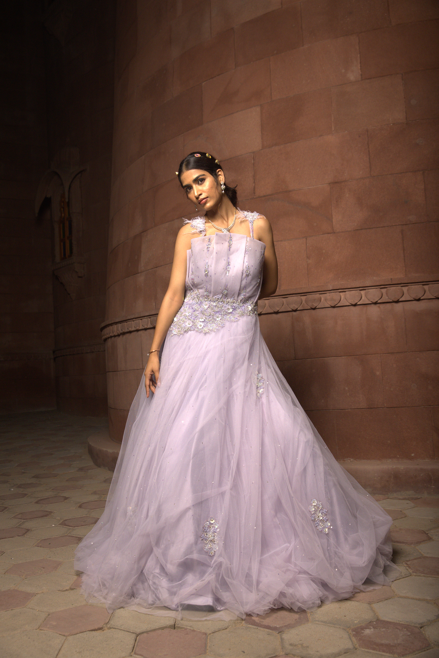 Lilac Mist Embellished Ball Gown