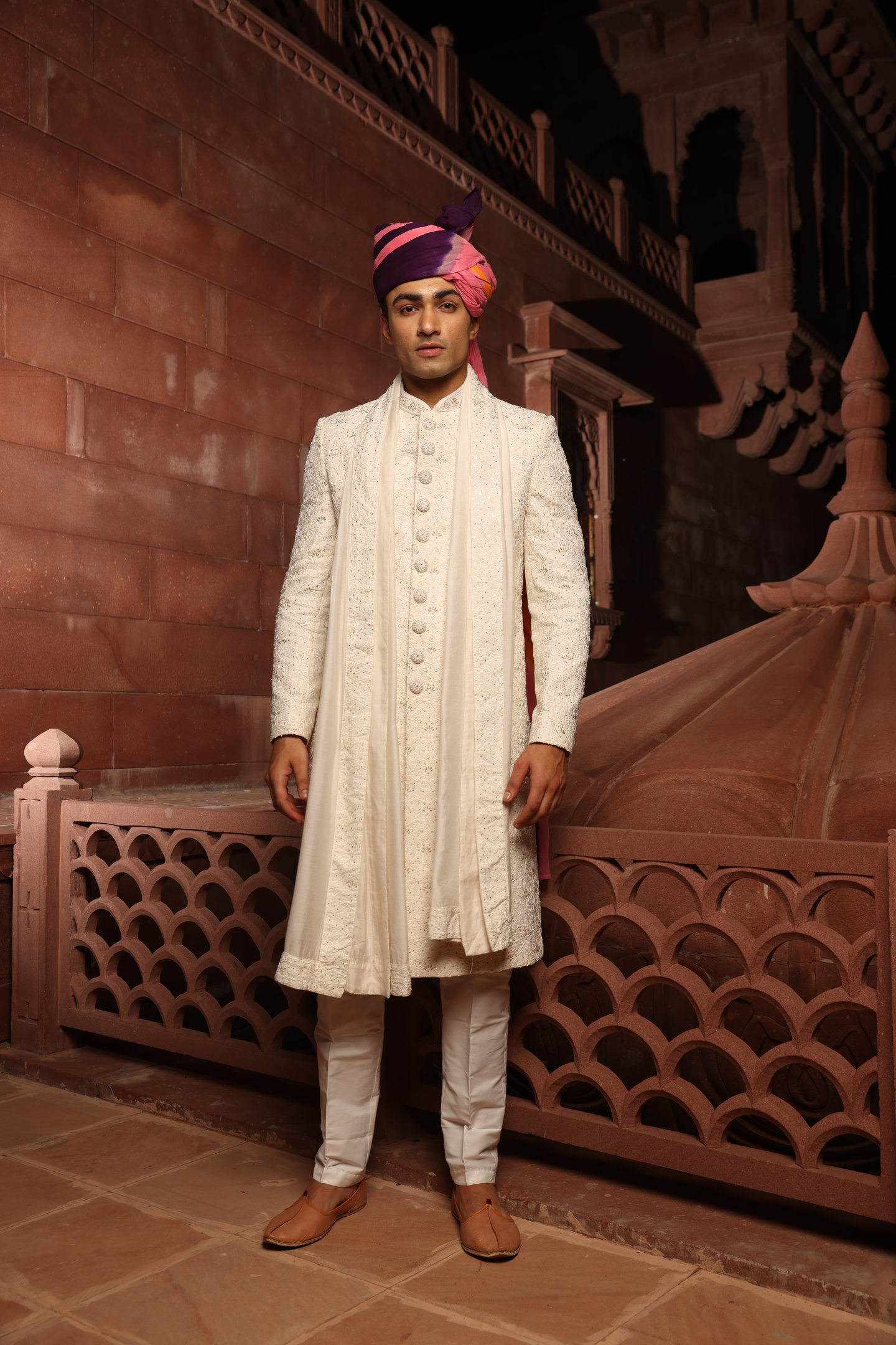 Imperial Ivory Crystal Sherwani Set