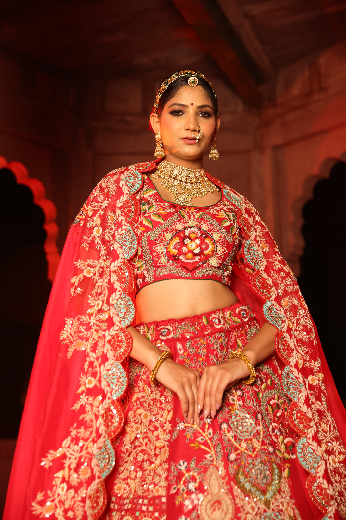 Coral Rouge Heritage Bridal Lehenga