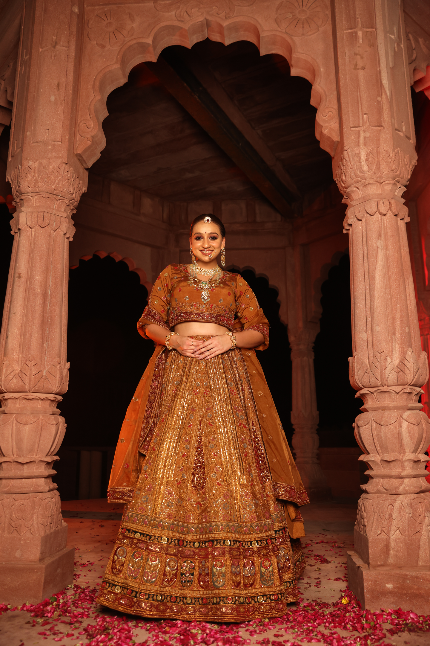 Amber Gold Heritage Bridal Lehenga