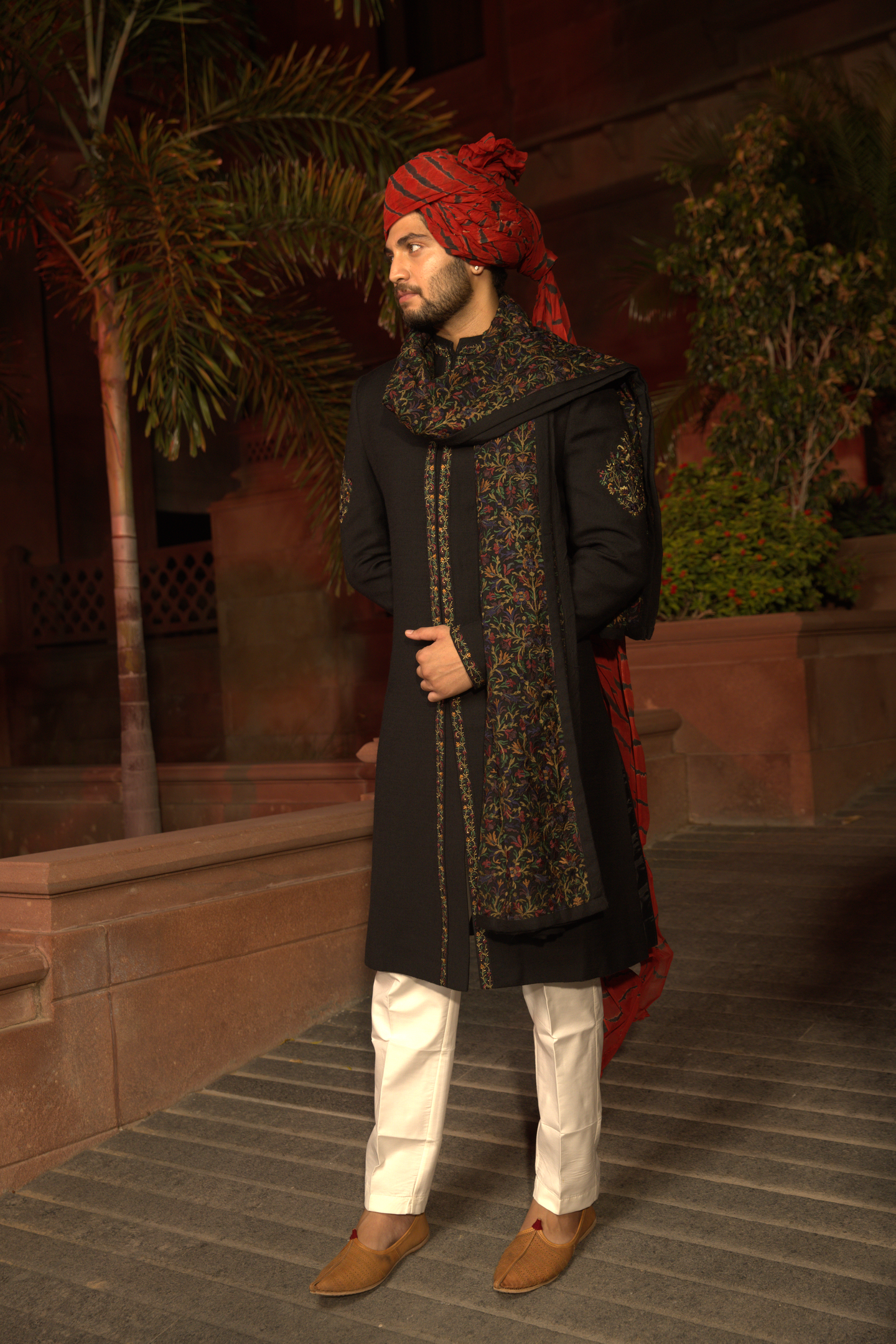 Black Kashmiri Heritage Indo-Western Set