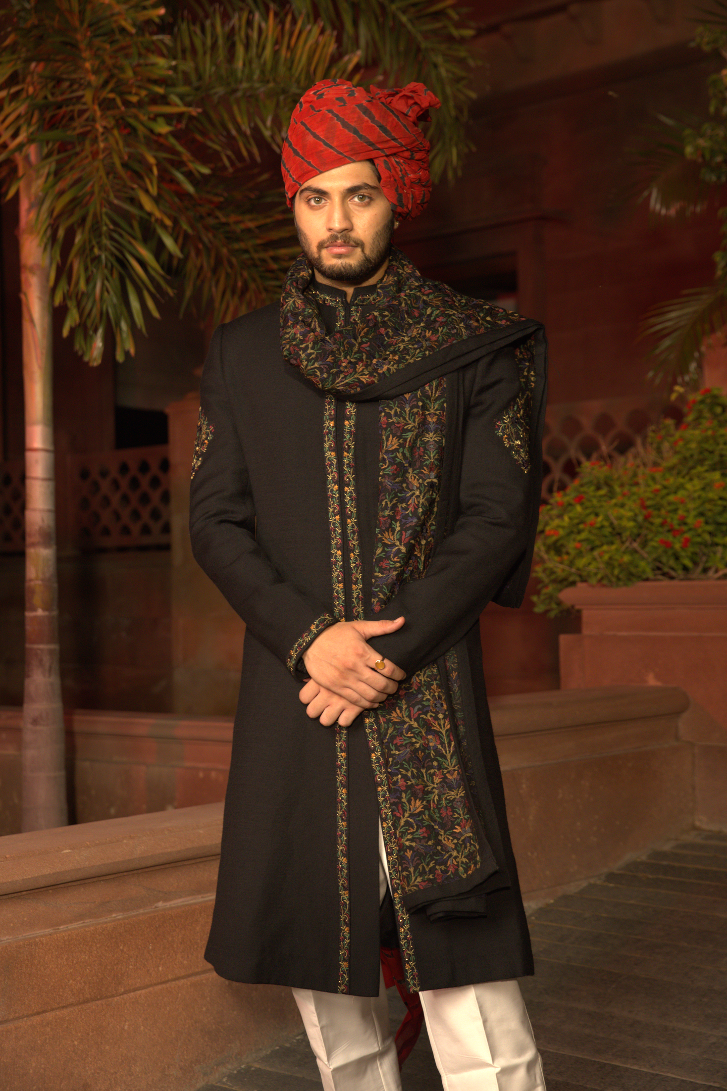 Black Kashmiri Heritage Indo-Western Set