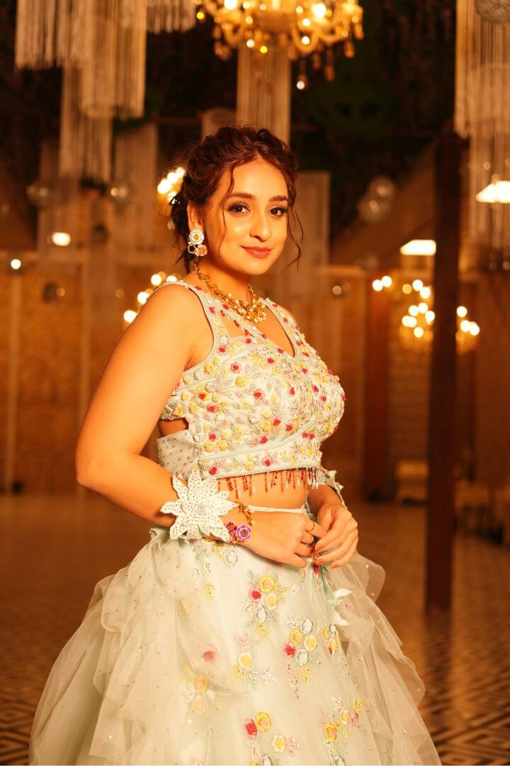 Ice Blue Floral Embellished Lehenga Set