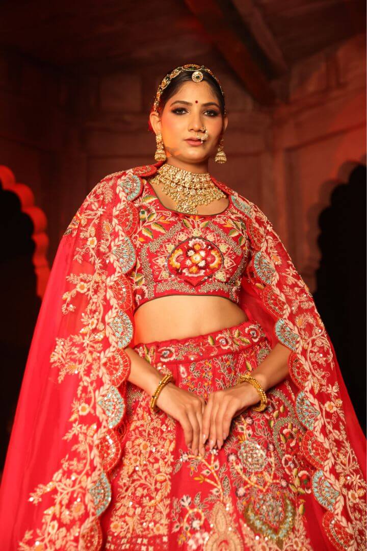 Coral Rouge Heritage Bridal Lehenga