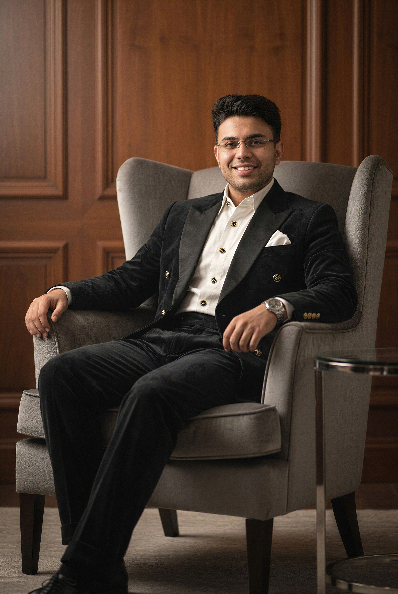 Black Double-Breasted Tuxedo Blazer