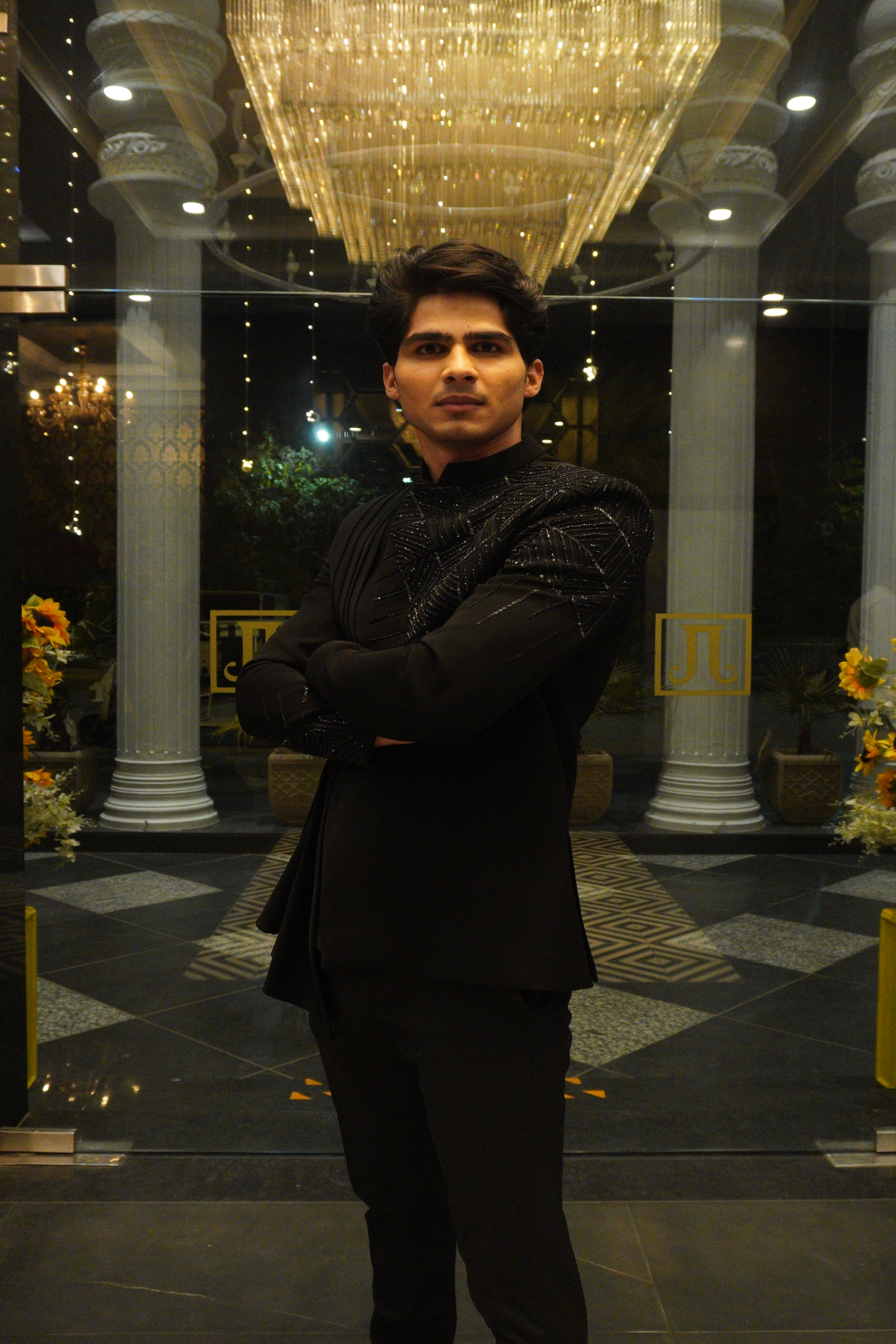 Midnight Black Embellished Couture Bandhgala Suit
