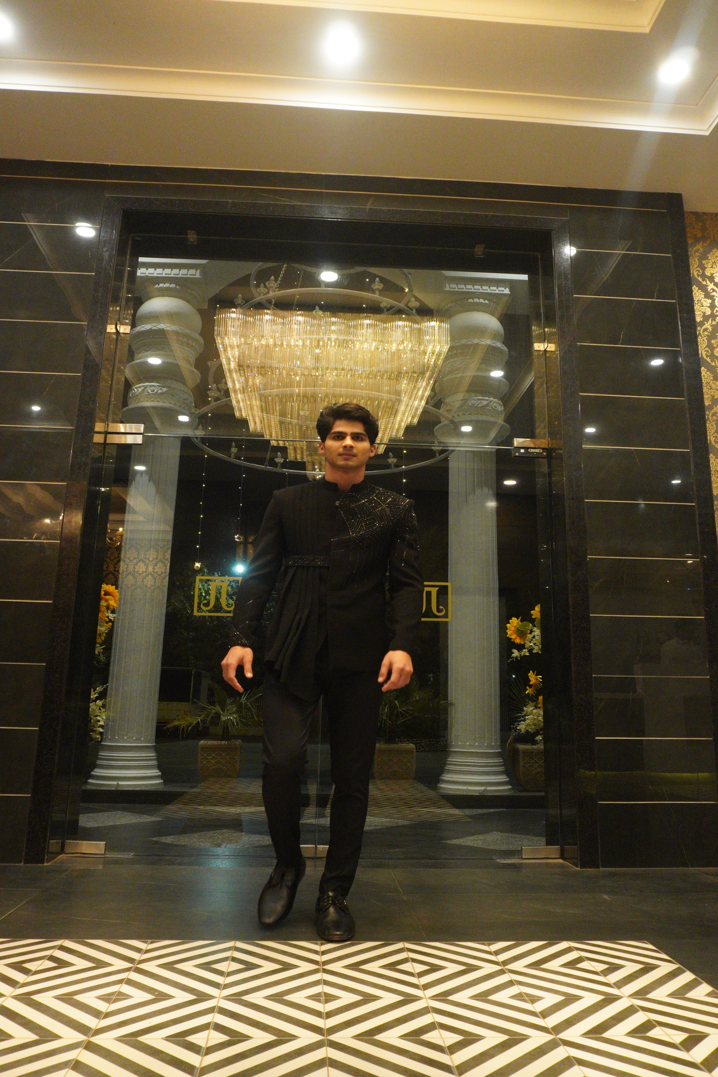Midnight Black Embellished Couture Bandhgala Suit