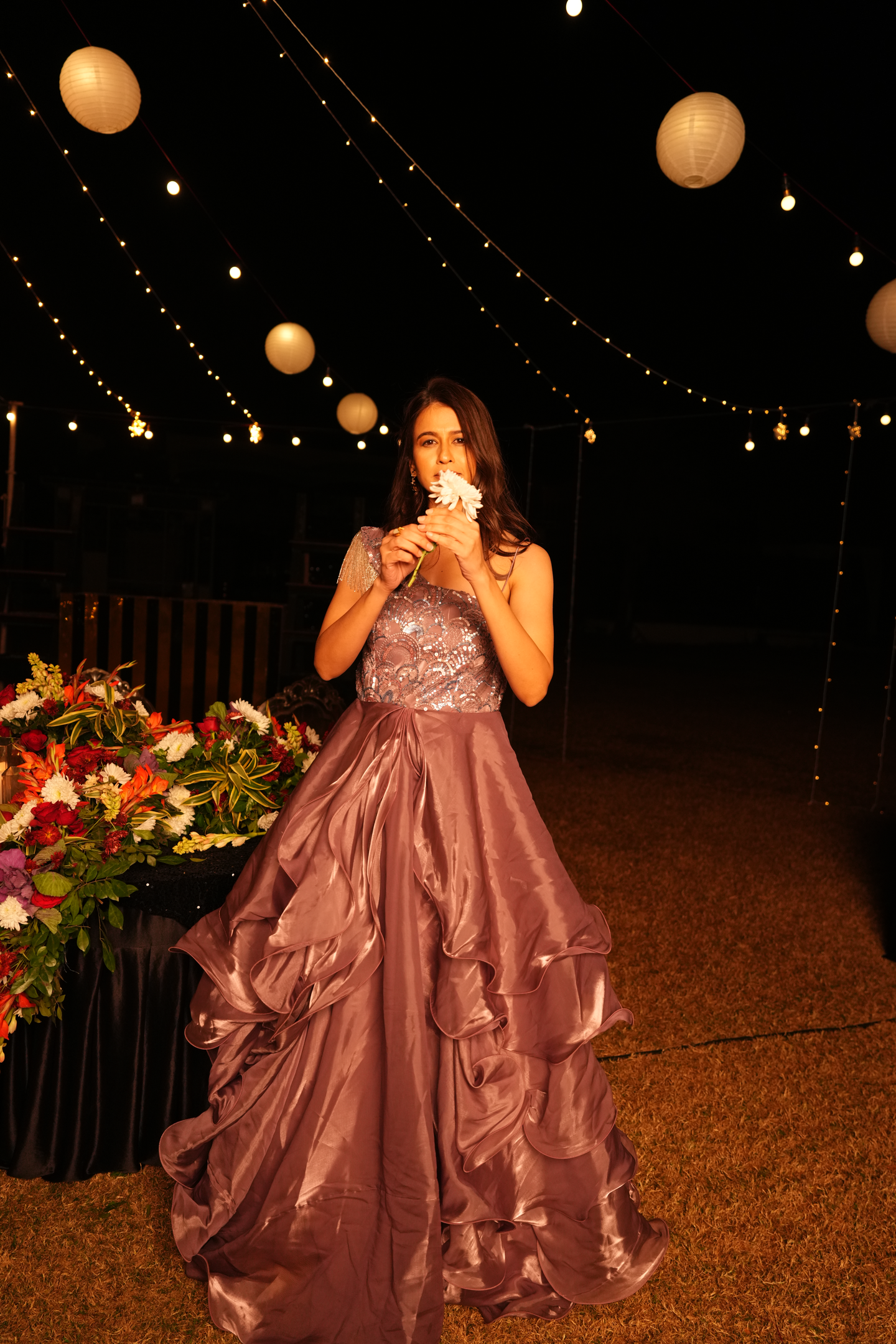 Dusty Mauve Embellished Ball Gown