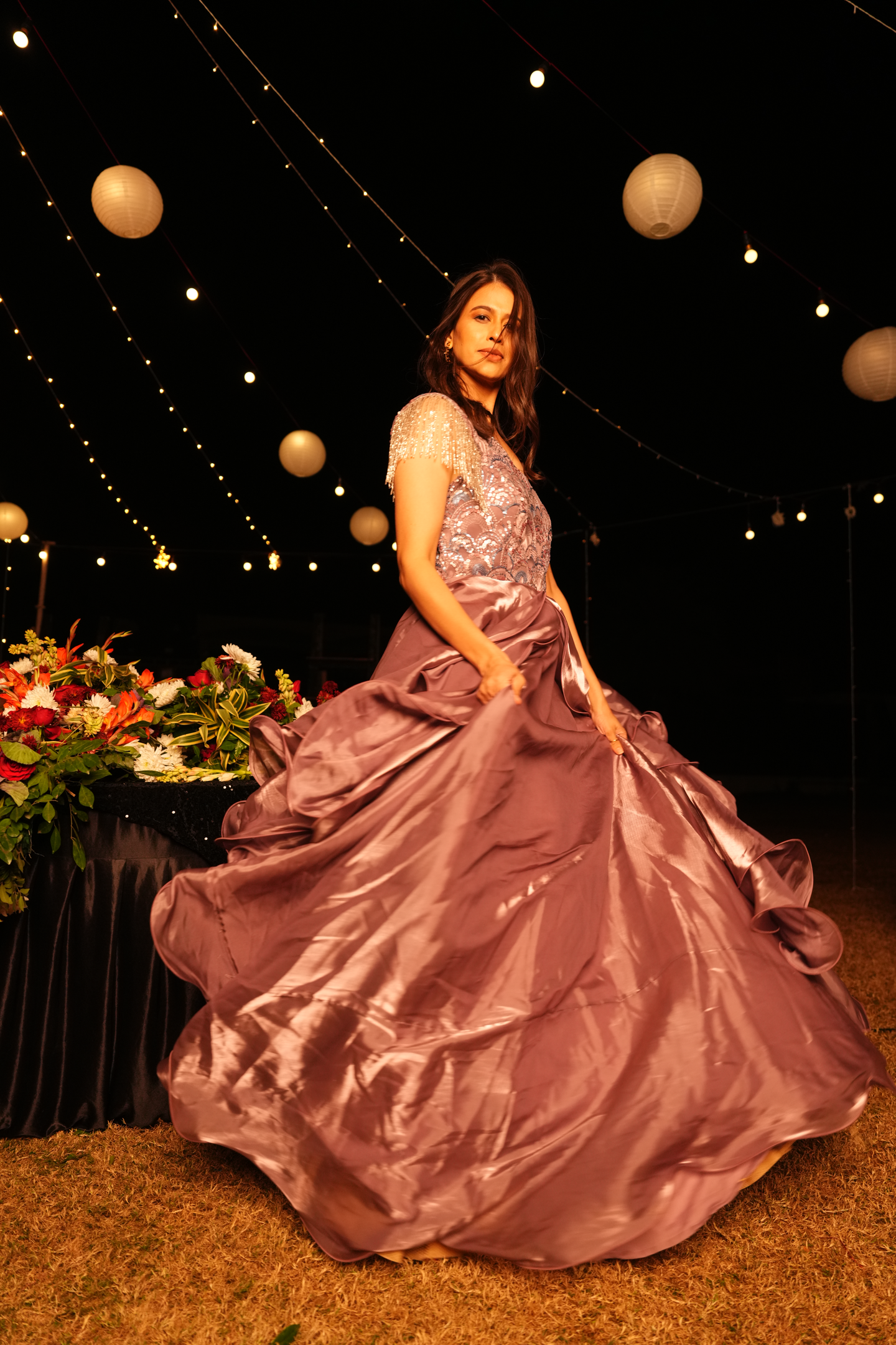 Dusty Mauve Embellished Ball Gown
