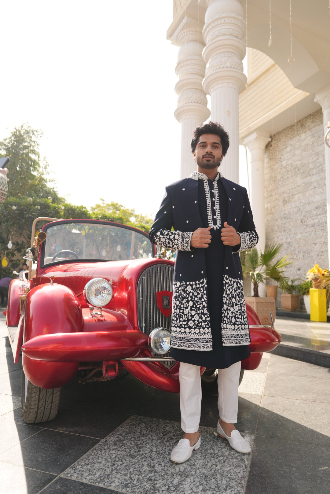 Black Italian Embroidered Indo-Western with Jacket