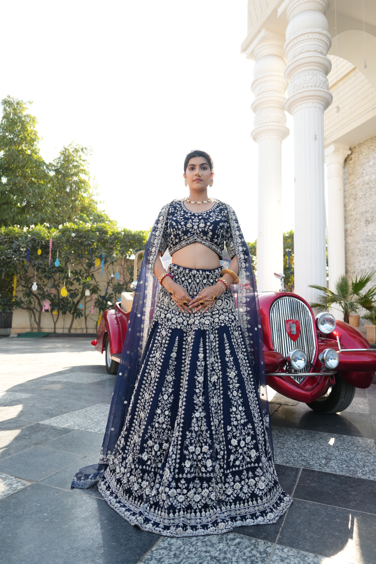Midnight Blue Embellished Party Wear Lehenga Set