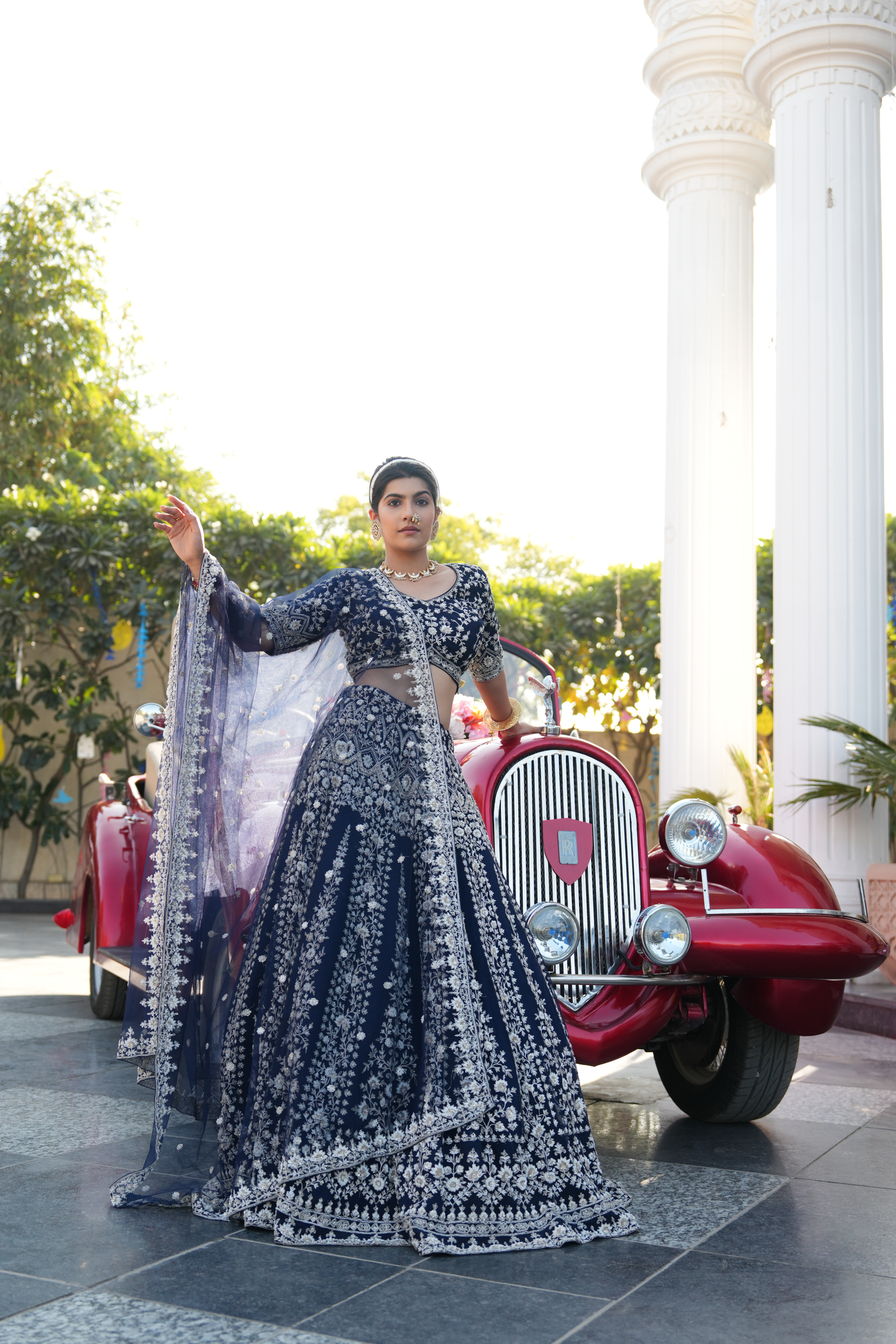 Midnight Blue Embellished Party Wear Lehenga Set