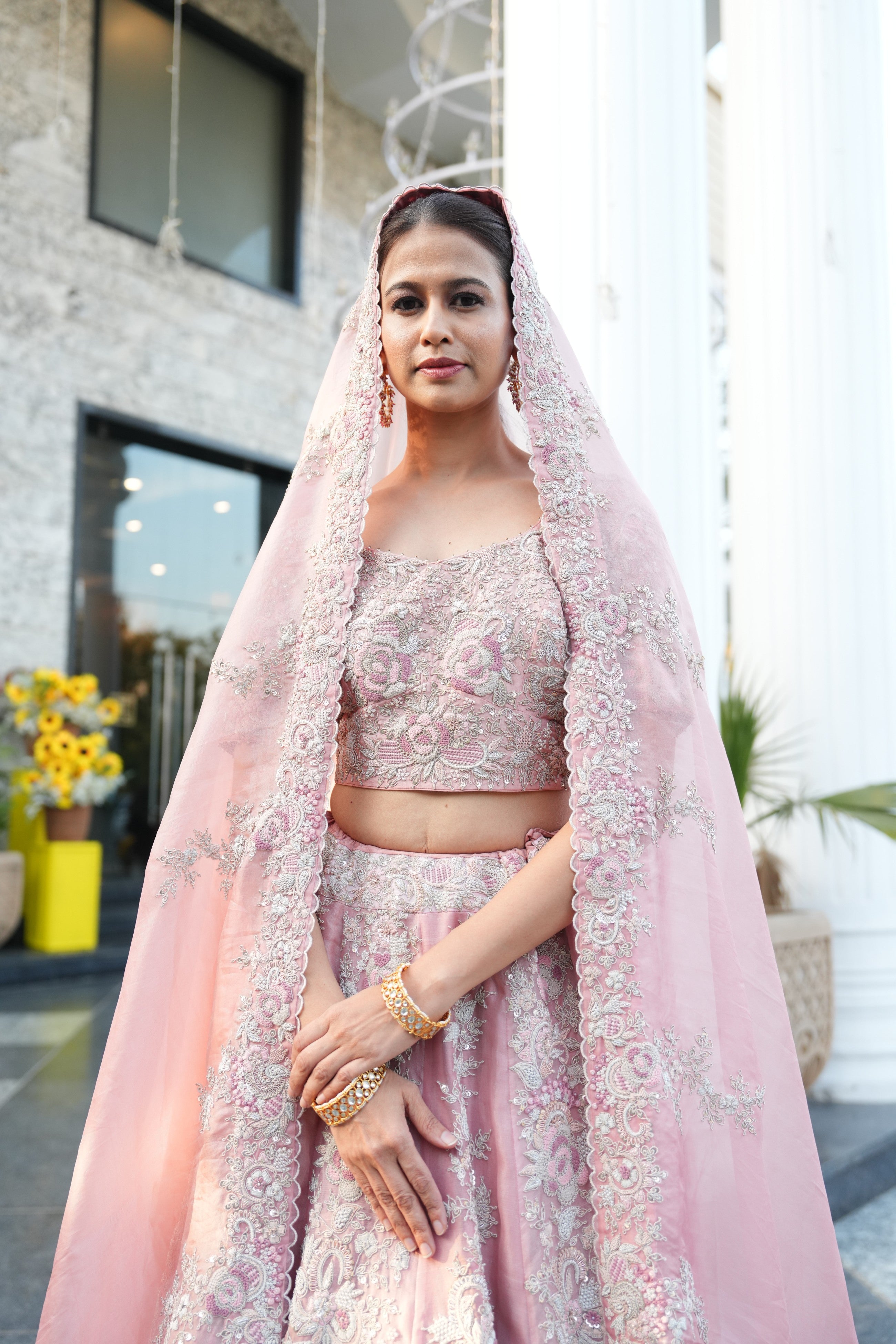 Blush Pink Embellished Bridal Lehenga