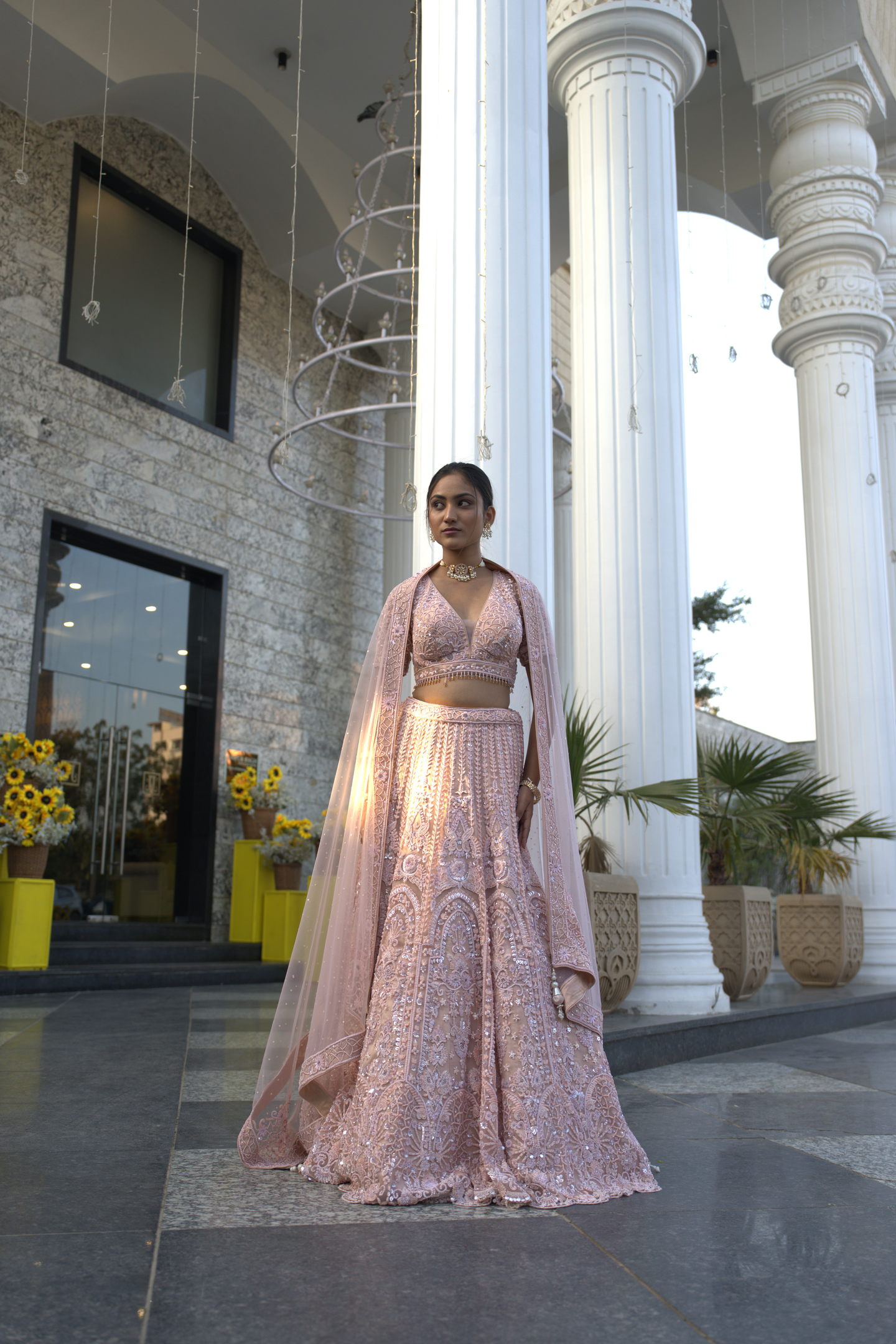 Rose Gold Embellished Bridal Lehenga Set