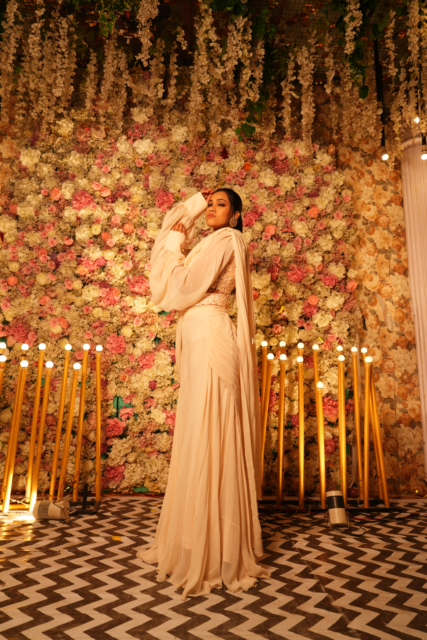 Ivory Embellished Drape Saree Gown