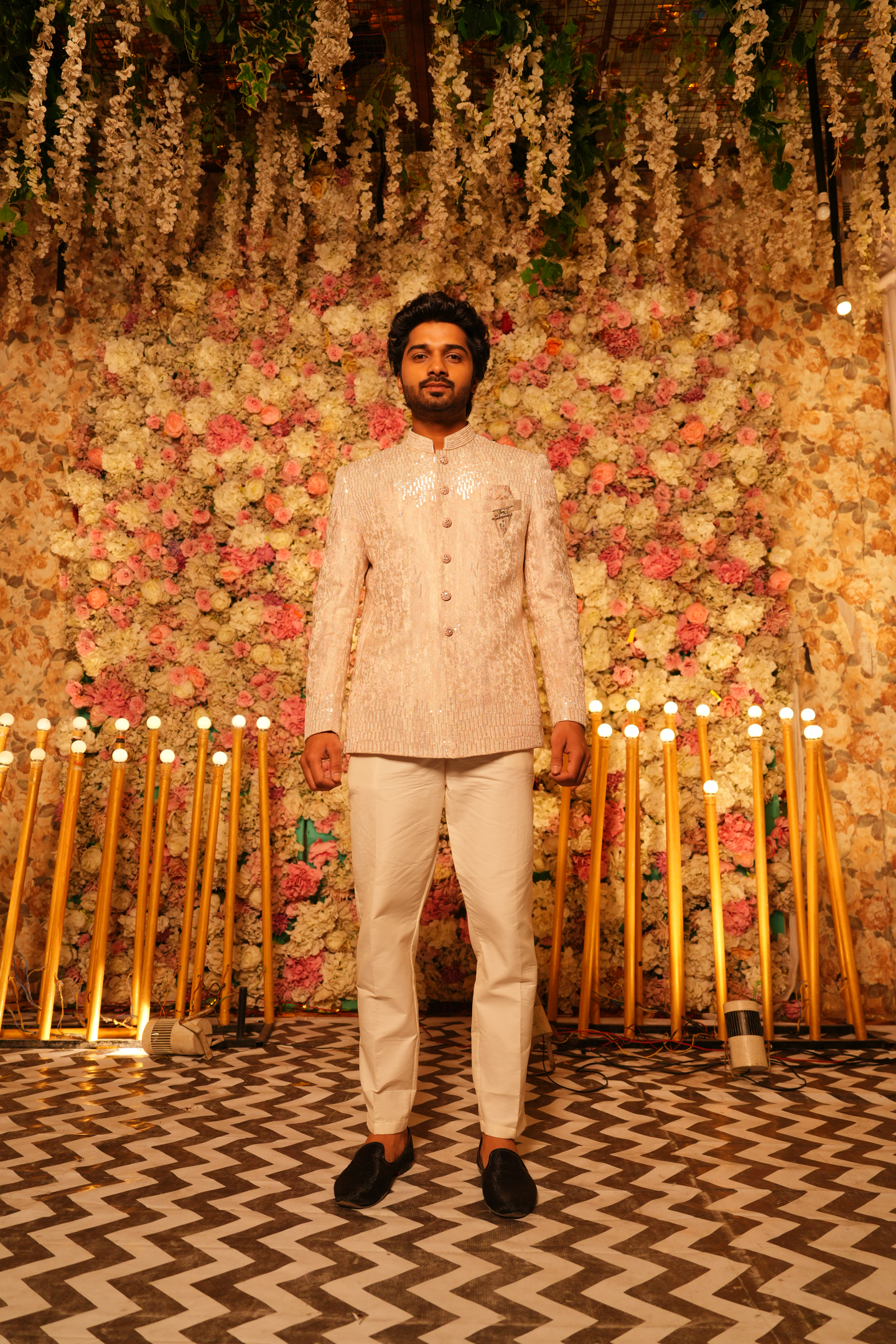 Powder Pink Embellished Bandhgala