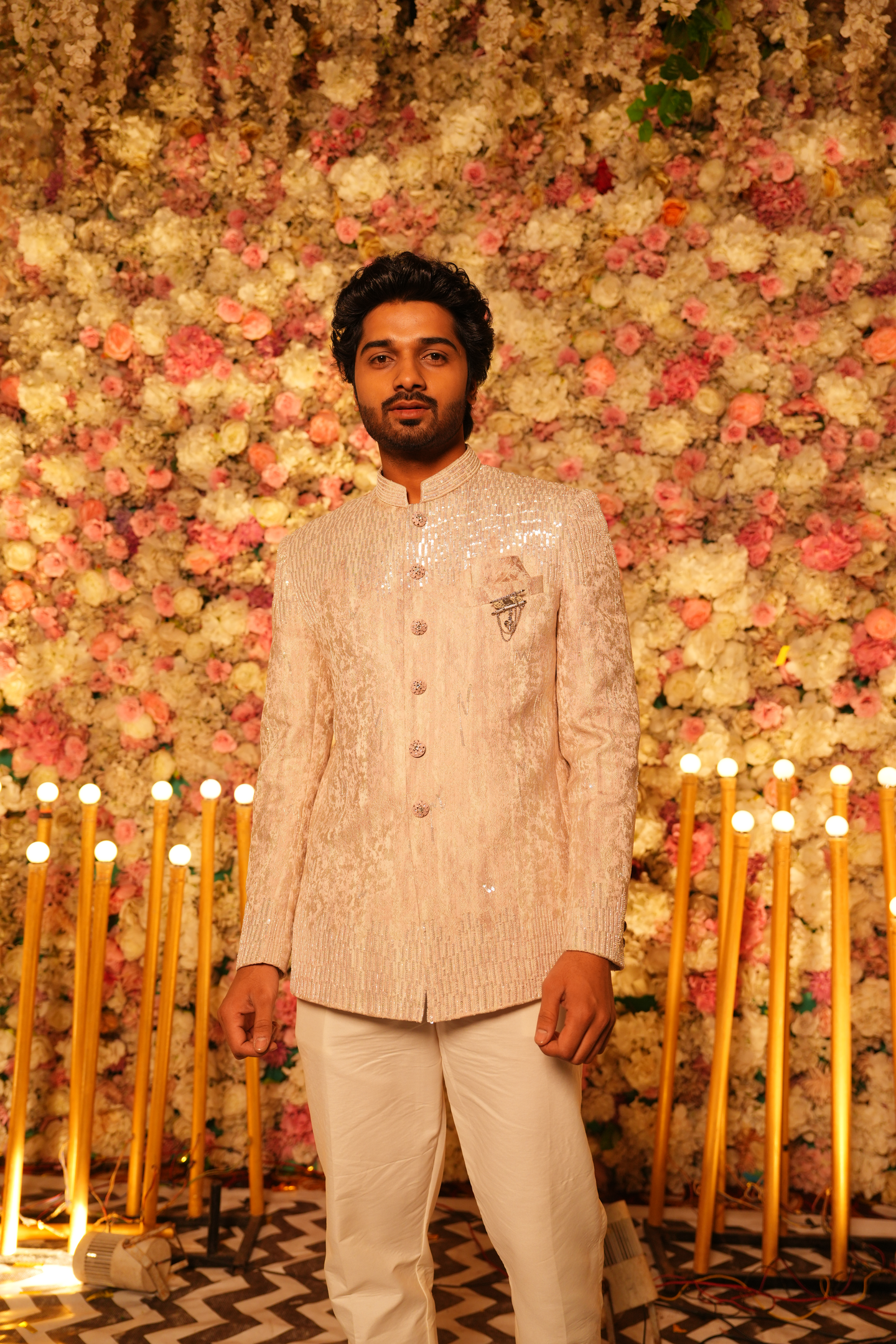 Powder Pink Embellished Bandhgala