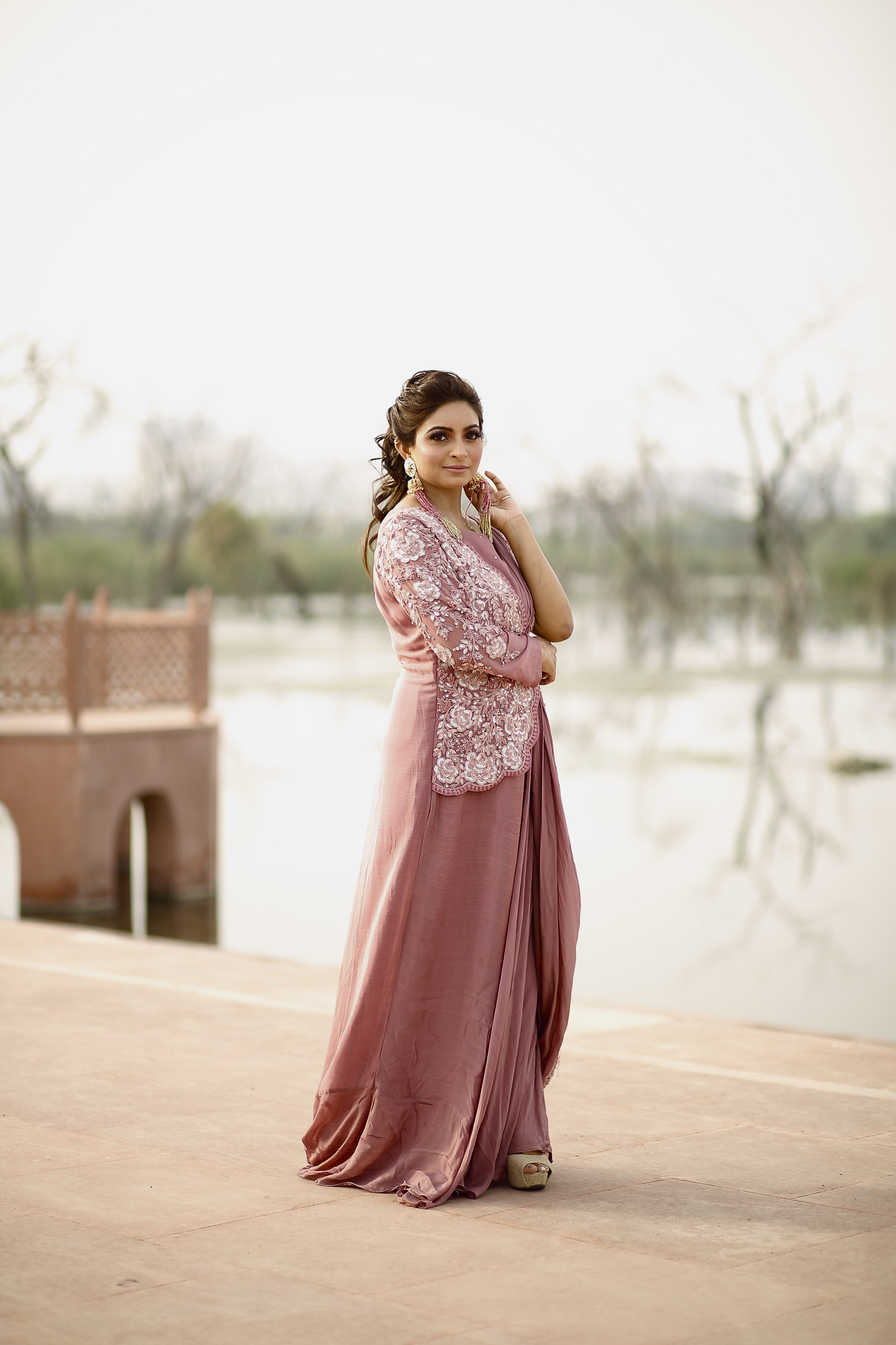 Dusty Rose Embellished Designer Saree