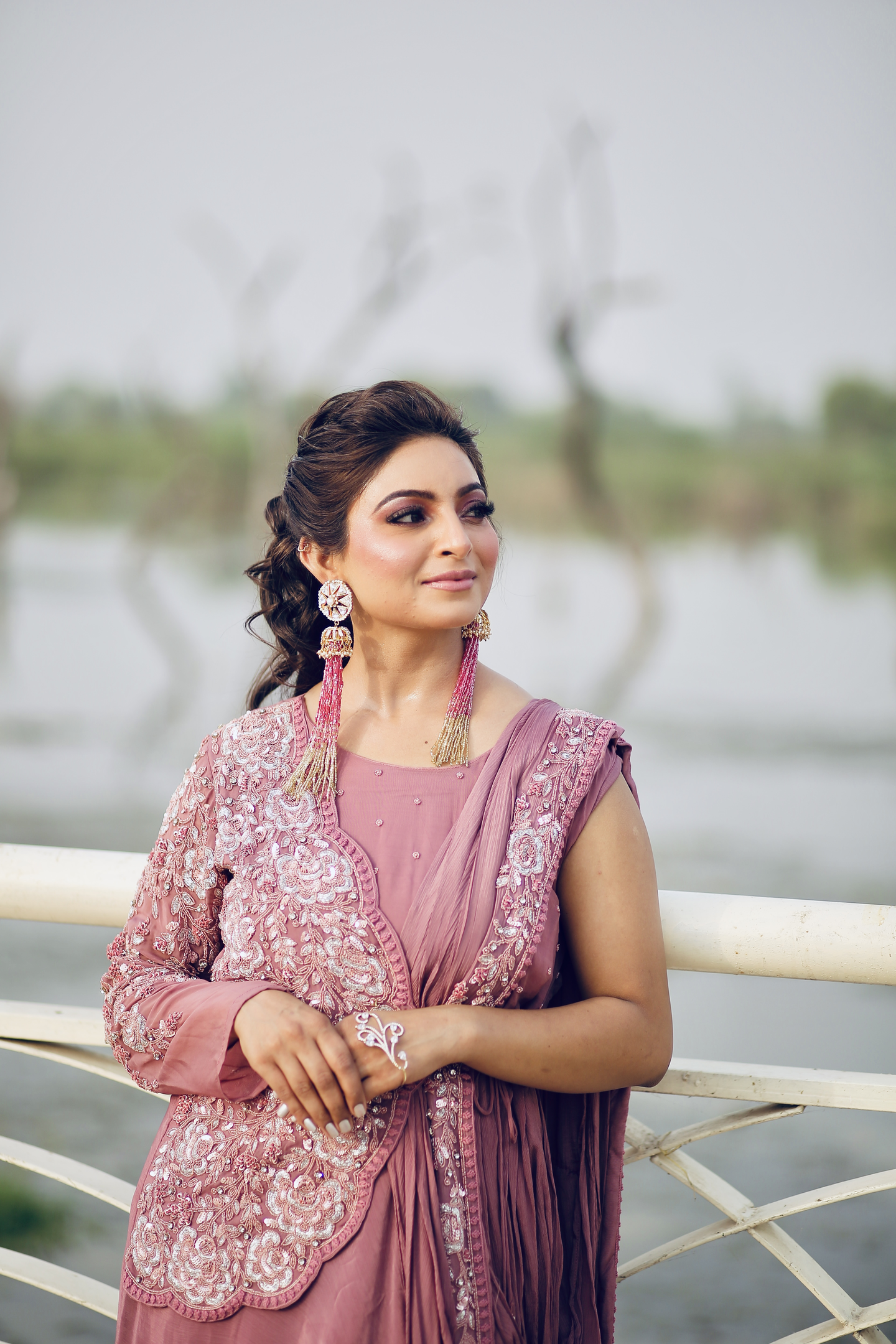 Dusty Rose Embellished Designer Saree